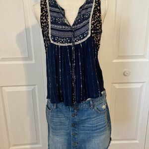 Rewind Printed Floral Stripe Tank Top M